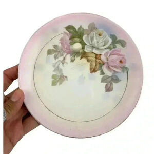 VTG Royal Rudolstadt Hand Painted 6" Dessert Plate Gold Trim Prussia Stamped EUC